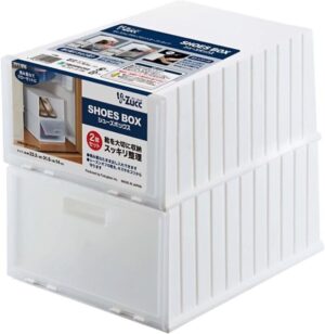 不動技研(Fudogiken) シューズボックス アイ・ズック 積み重ねたまま使える 2個セット ホワイト F2606