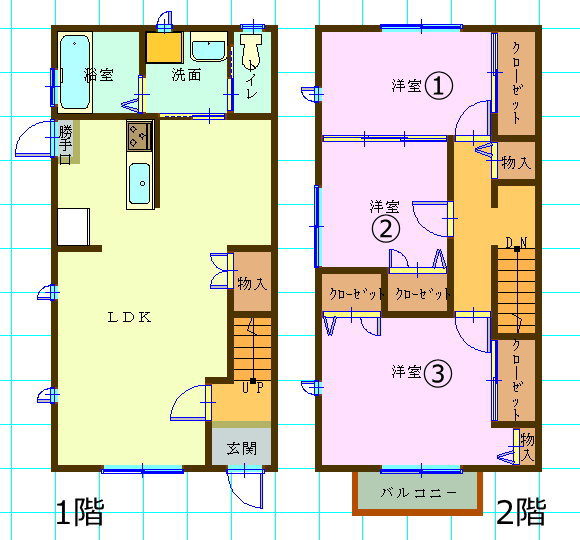 テラスハウス（3LDK/徳島県徳島市）