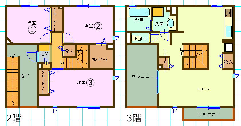 メゾネットタイプ賃貸集合住宅（3LDK/鳥取県米子市）