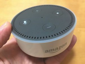 Amazon Echo Dotは手のひらサイズ
