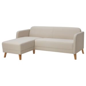 IKEA・LINANÄS リーナネス 3人掛けソファ, 寝椅子付き/ヴィースレ ベージュ