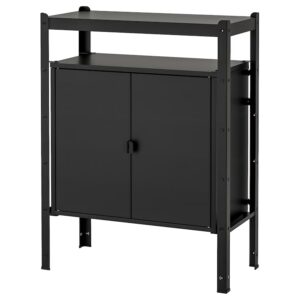 IKEA・BROR ブロールシェルフユニット キャビネット付, ブラック, 85x40x110 cm