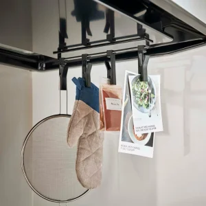 マグネットレンジフード回転式クリップ タワー 4連 ブラック BK5502 山崎実業 TOWER