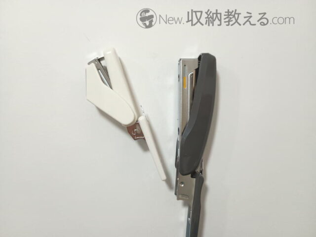 コクヨ・ 壁につけるマグネット専用ホッチキスとマックス・HD-10NX　壁に打ち込む角度が違う