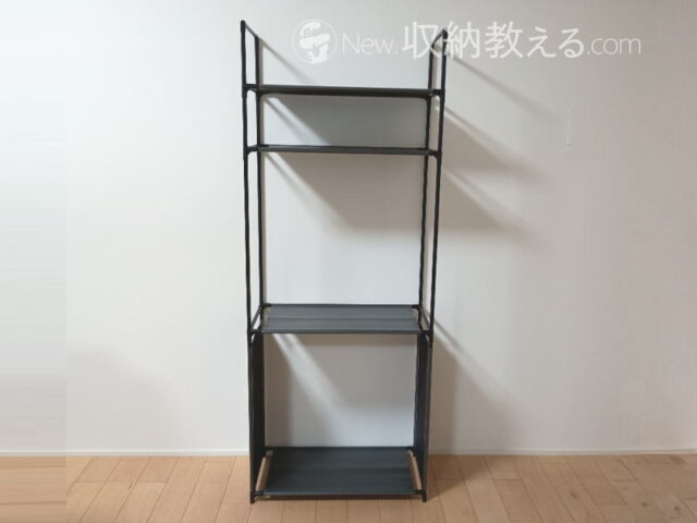 トレードワン／フリーラック8段は棚板パイプを支柱にすれば棚間を広くすることができる