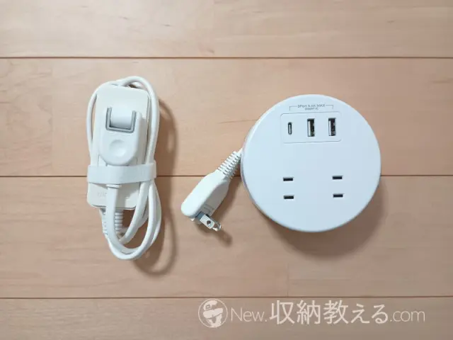 Mscien（エムサイン）／巻き取り式円形電源タップをエレコムの1mの電源タップと比較