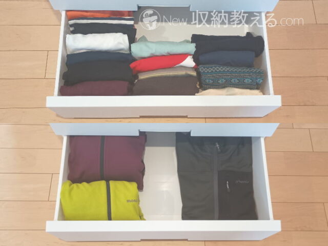天馬/フィッツチェストFCH6504Wは紳士物Tシャツが3列、スウェットなどが2列収納可能